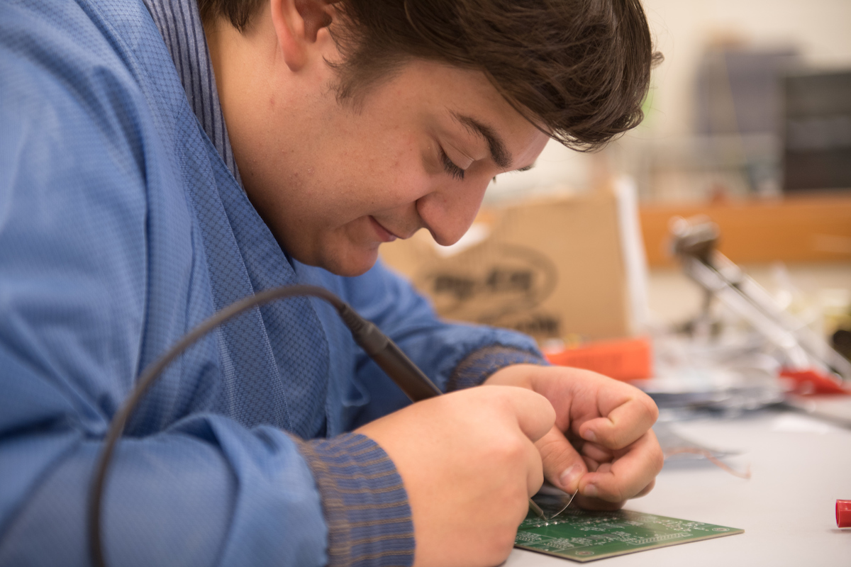 Joey Senchuk working in lab