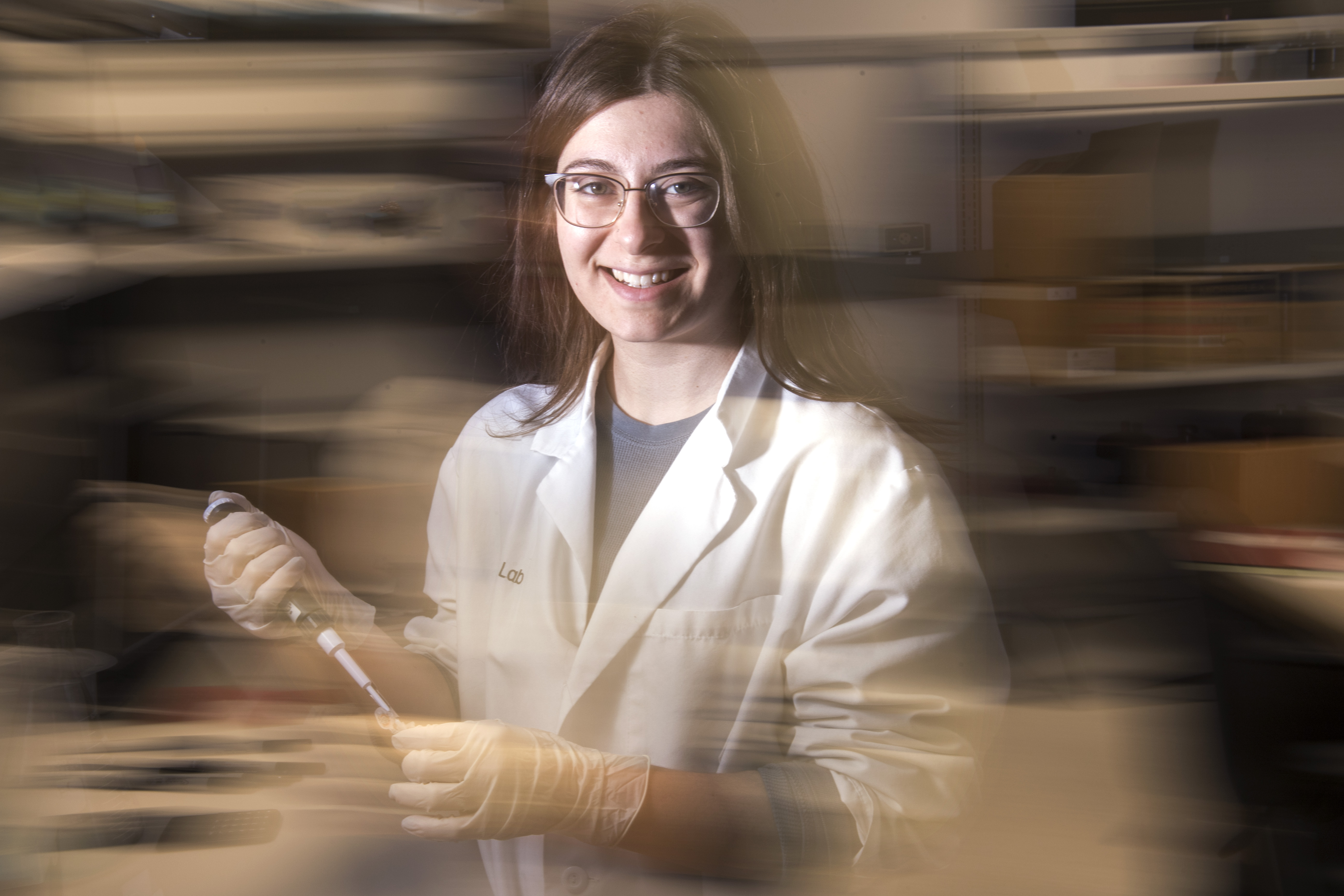 University of Iowa graduate Mikaela Mallin in the laboratory