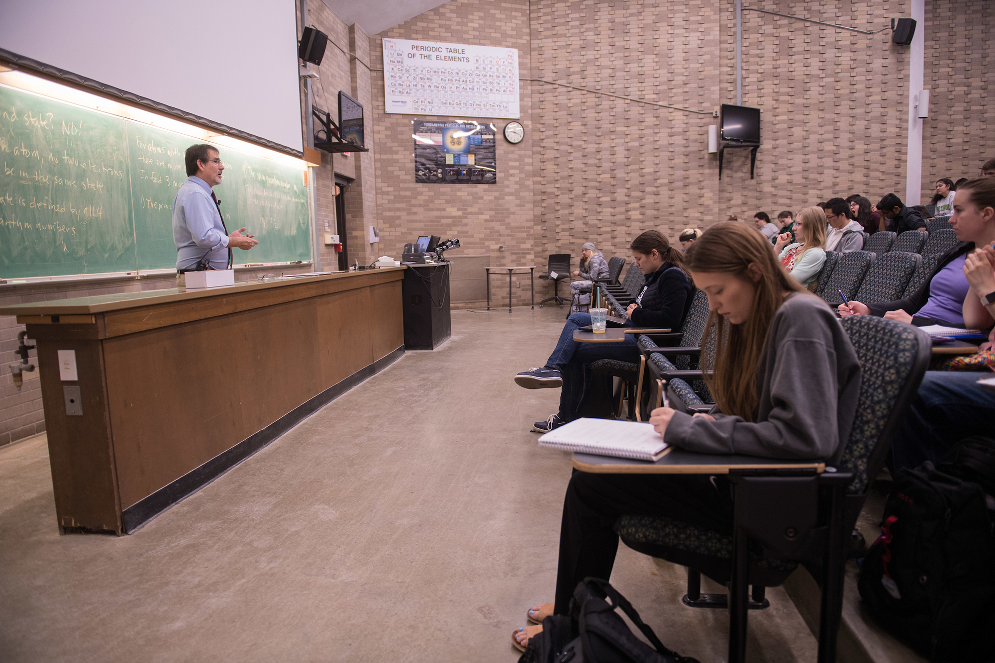 university of iowa professor craig kletzing teaching in a classroom