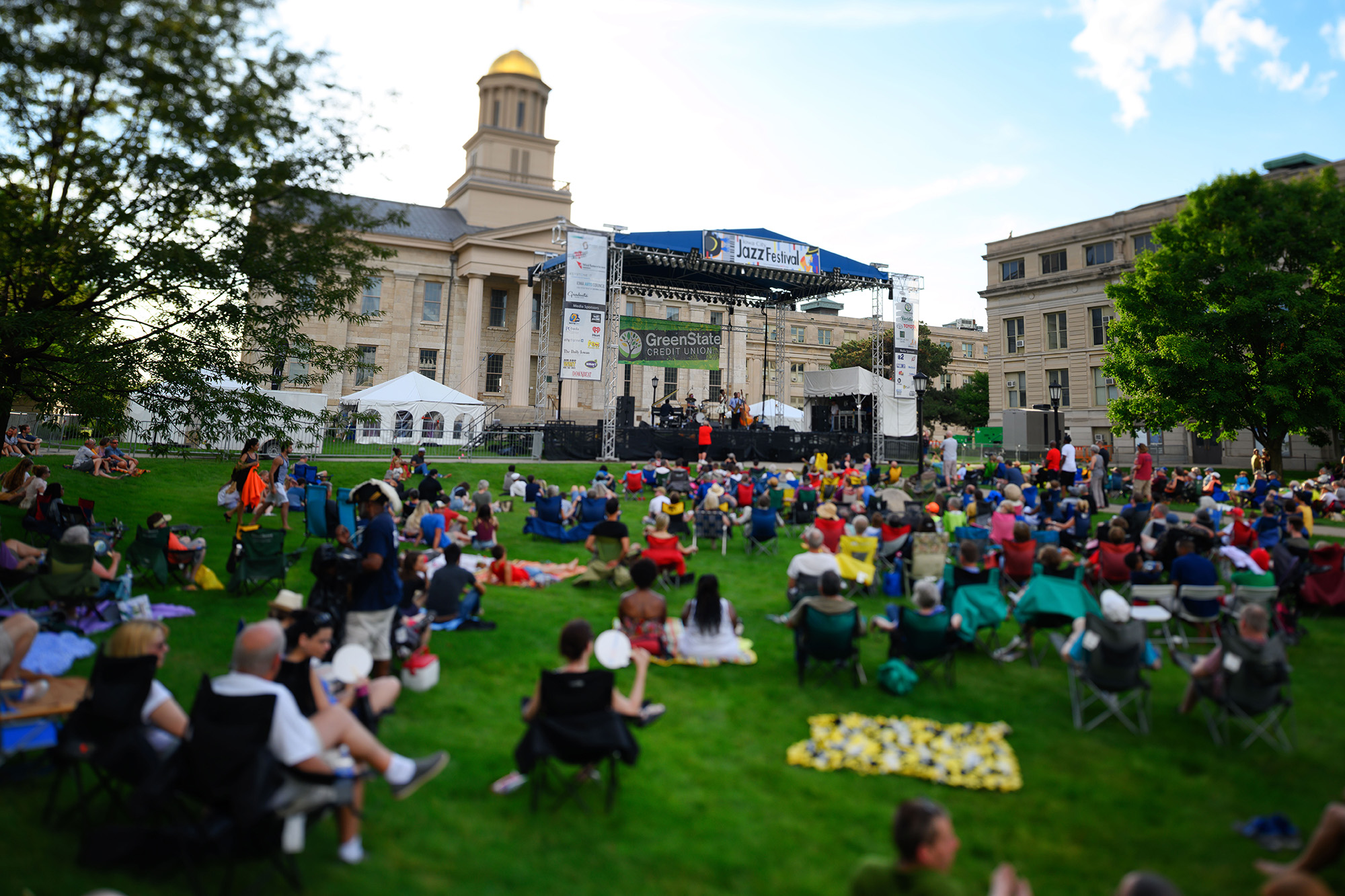 scenes from the 2019 Iowa City Jazz Festival, held on the University of Iowa Pentacrest