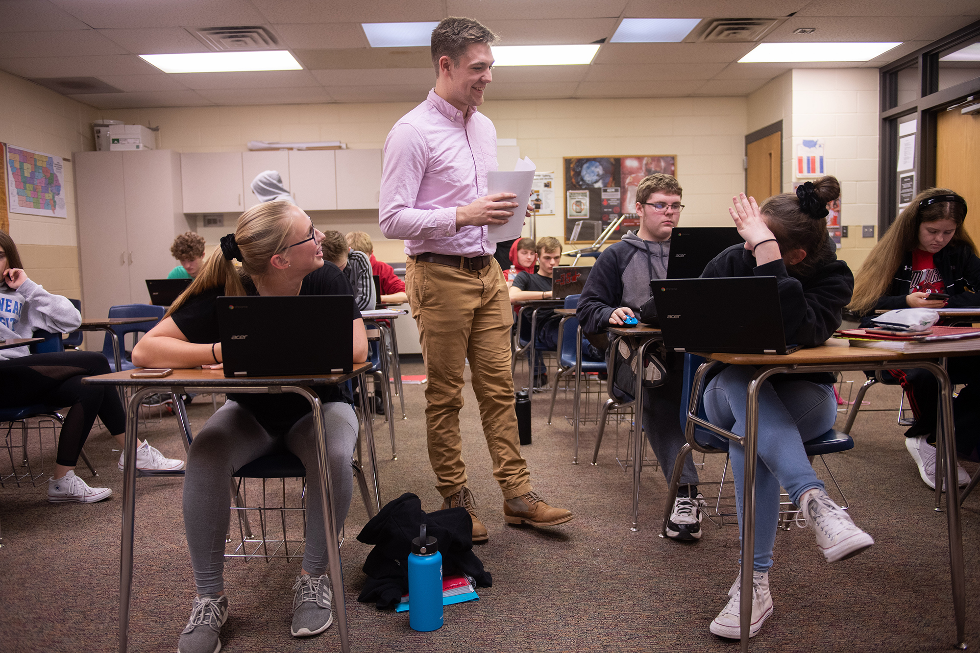 Kaleb Farnham, University of Iowa graduate, student teaching during the fall 2019 semester