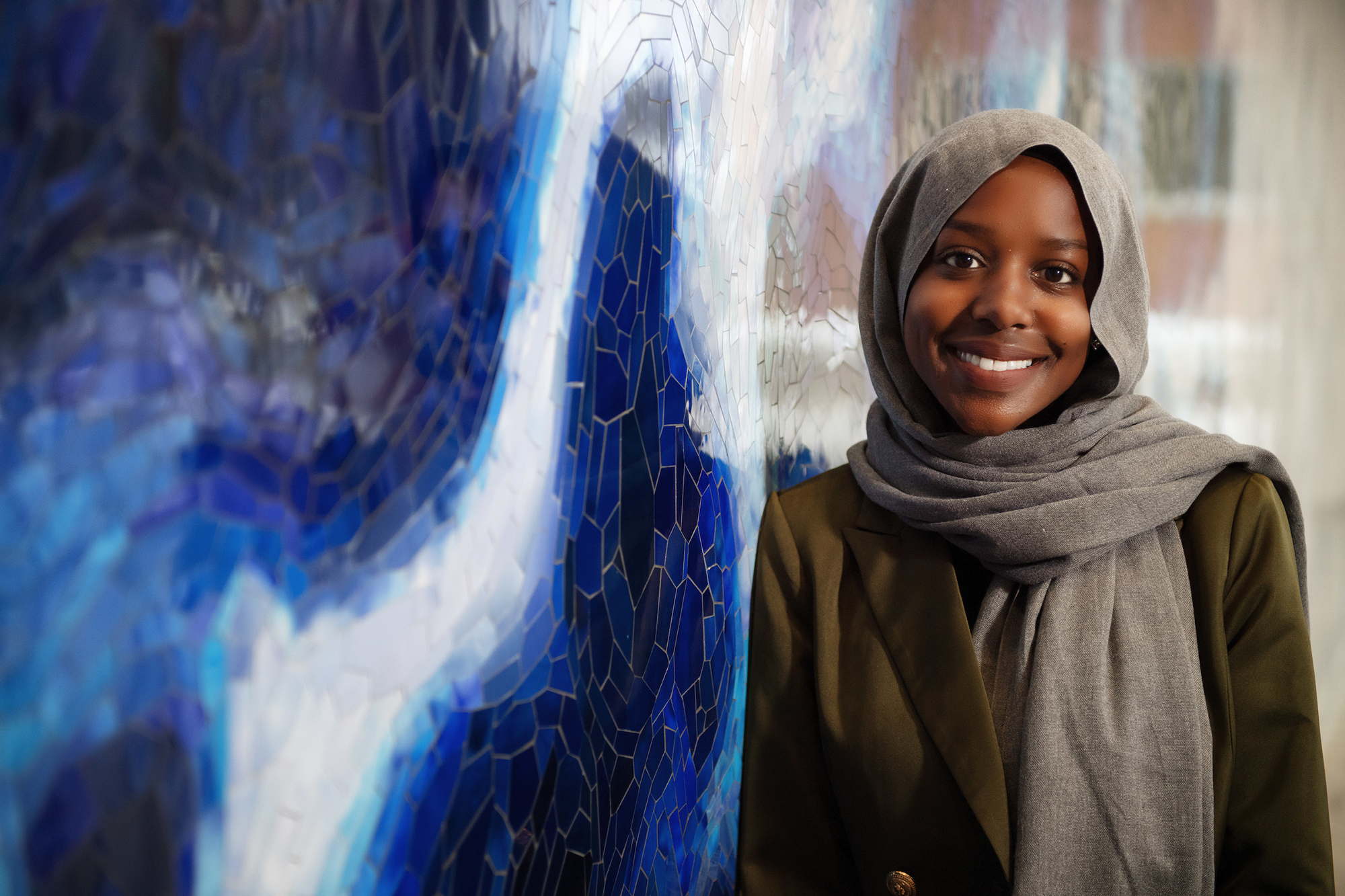 University of Iowa student Tartil Ali in the Psychological and Brain Sciences Building 