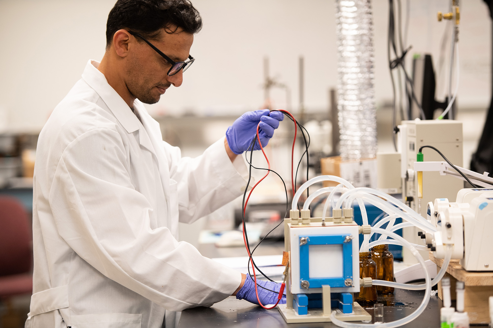 University of Iowa student working in a lab