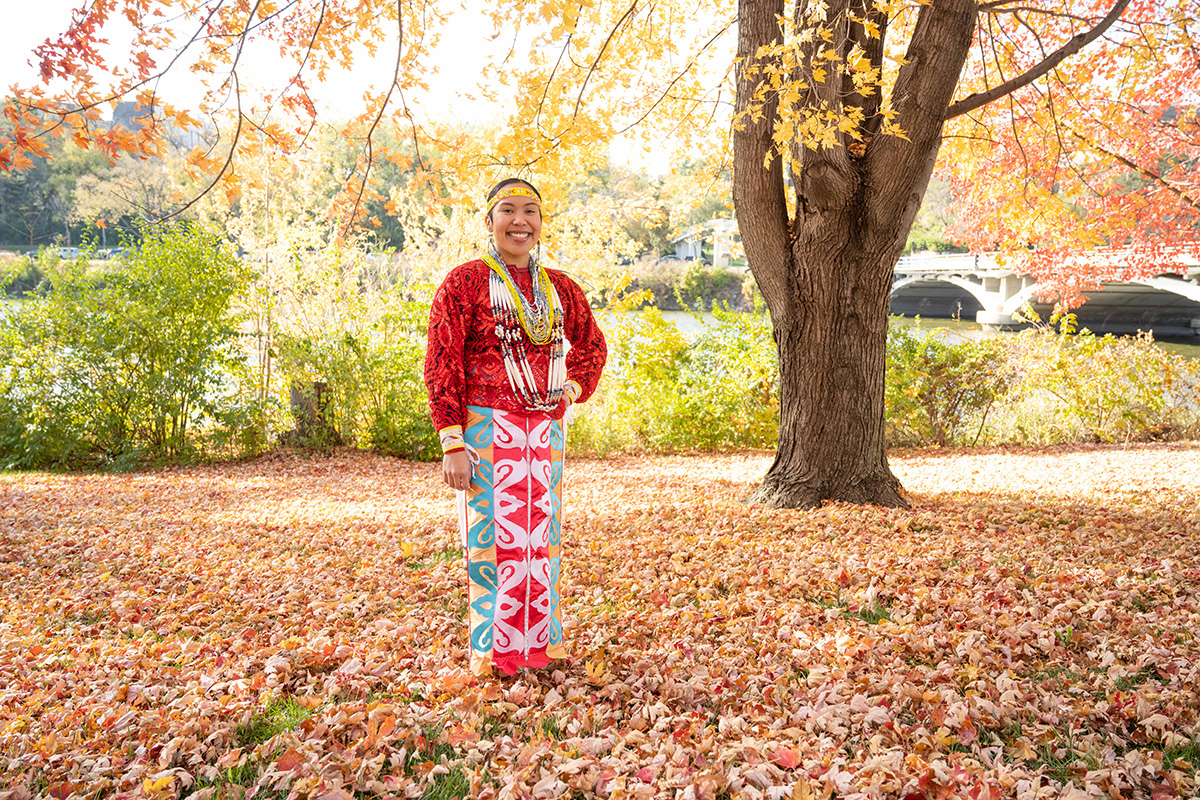 University of Iowa student Queta Wanatee-Diego in an outdoor setting