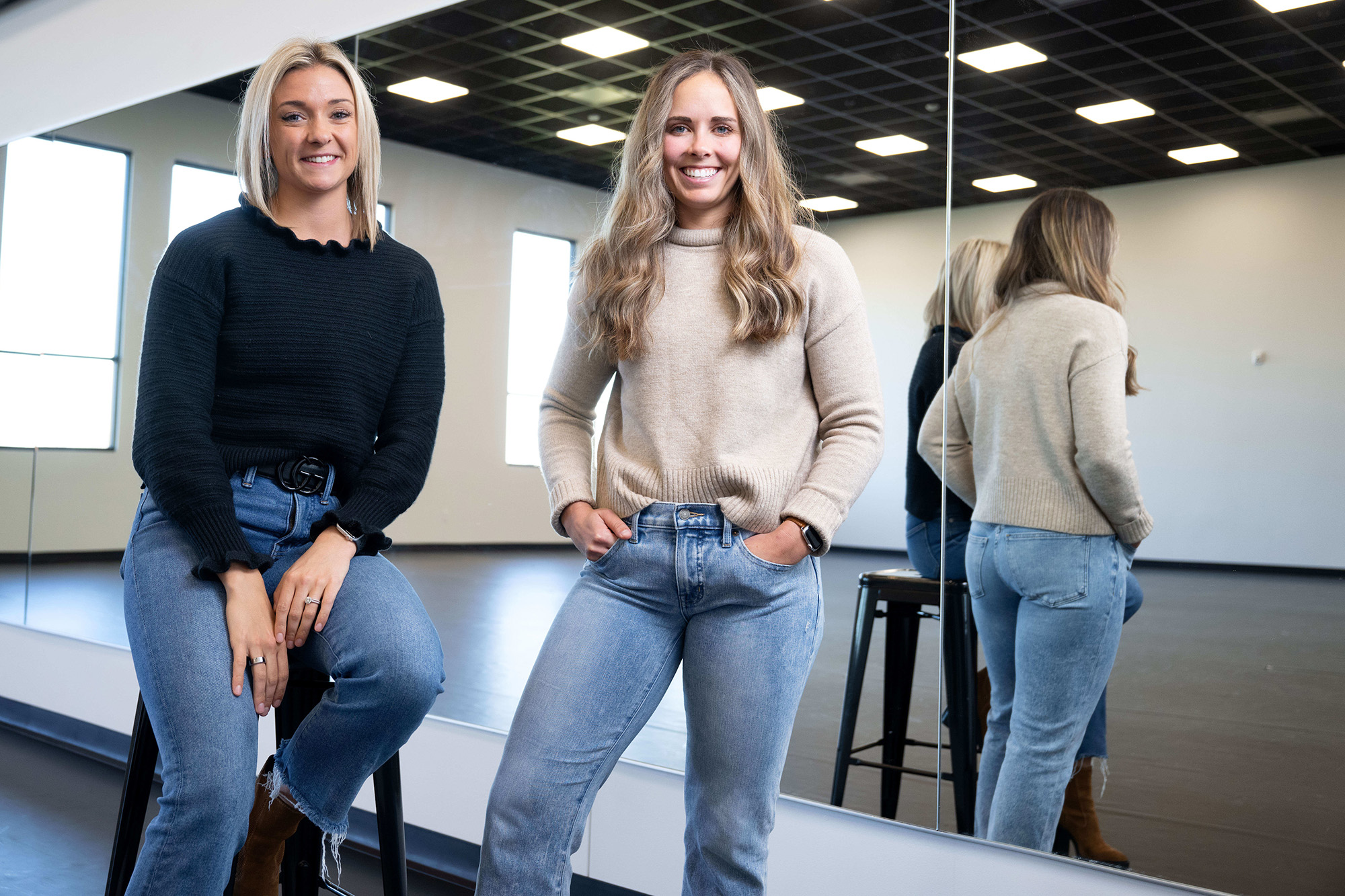 Amanda Gustafson and Aunica Harvey in their dance studio