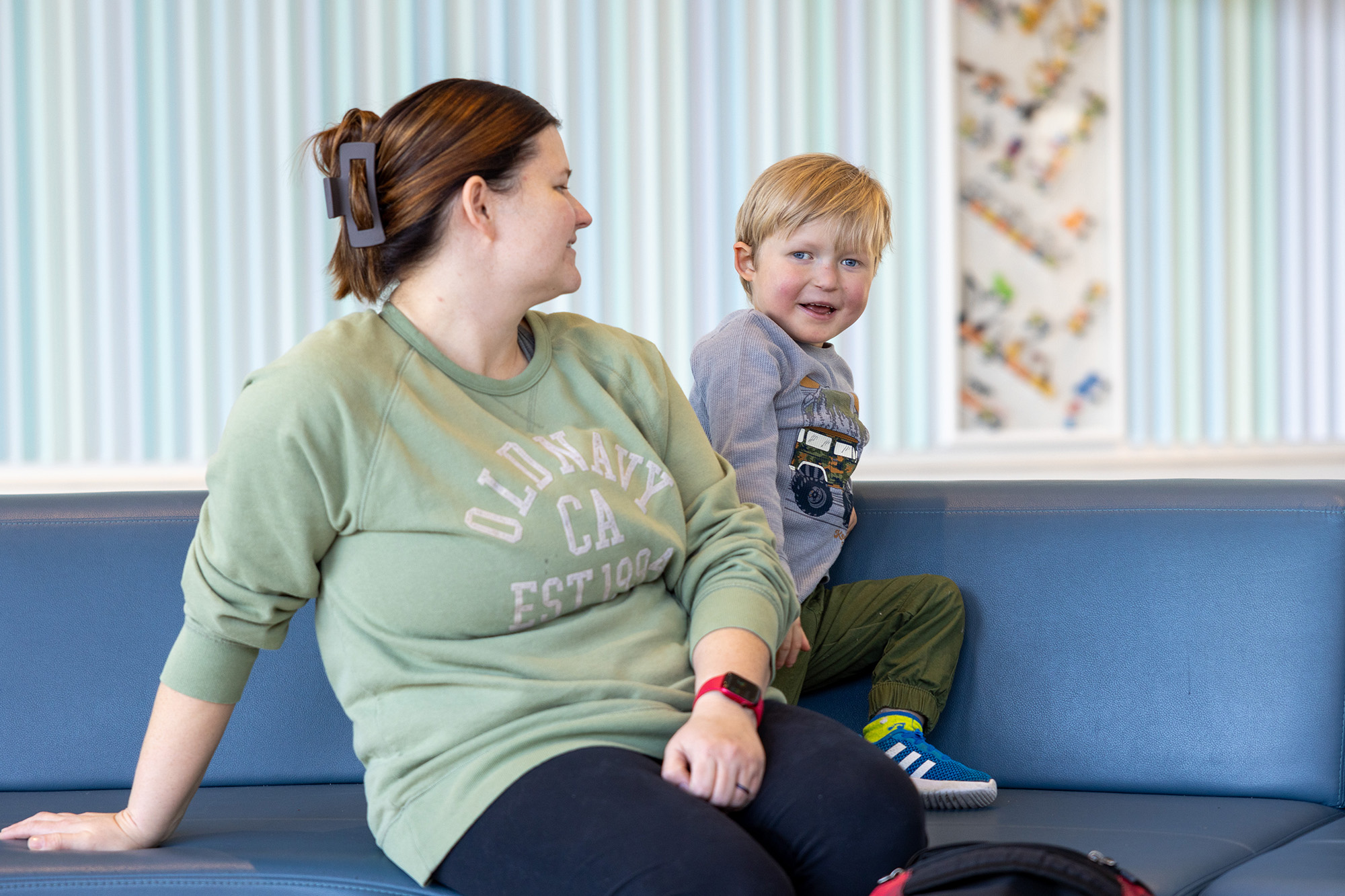 University of Iowa Stead Family Children's Hospital patient plays with his mother