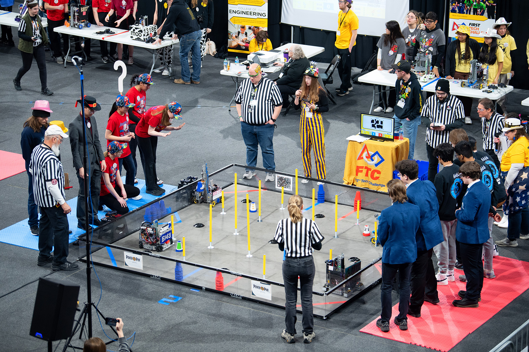 high school robotics teams compete at the First Tech Challenge: Iowa Championship, hosted by the University of Iowa College of Engineering