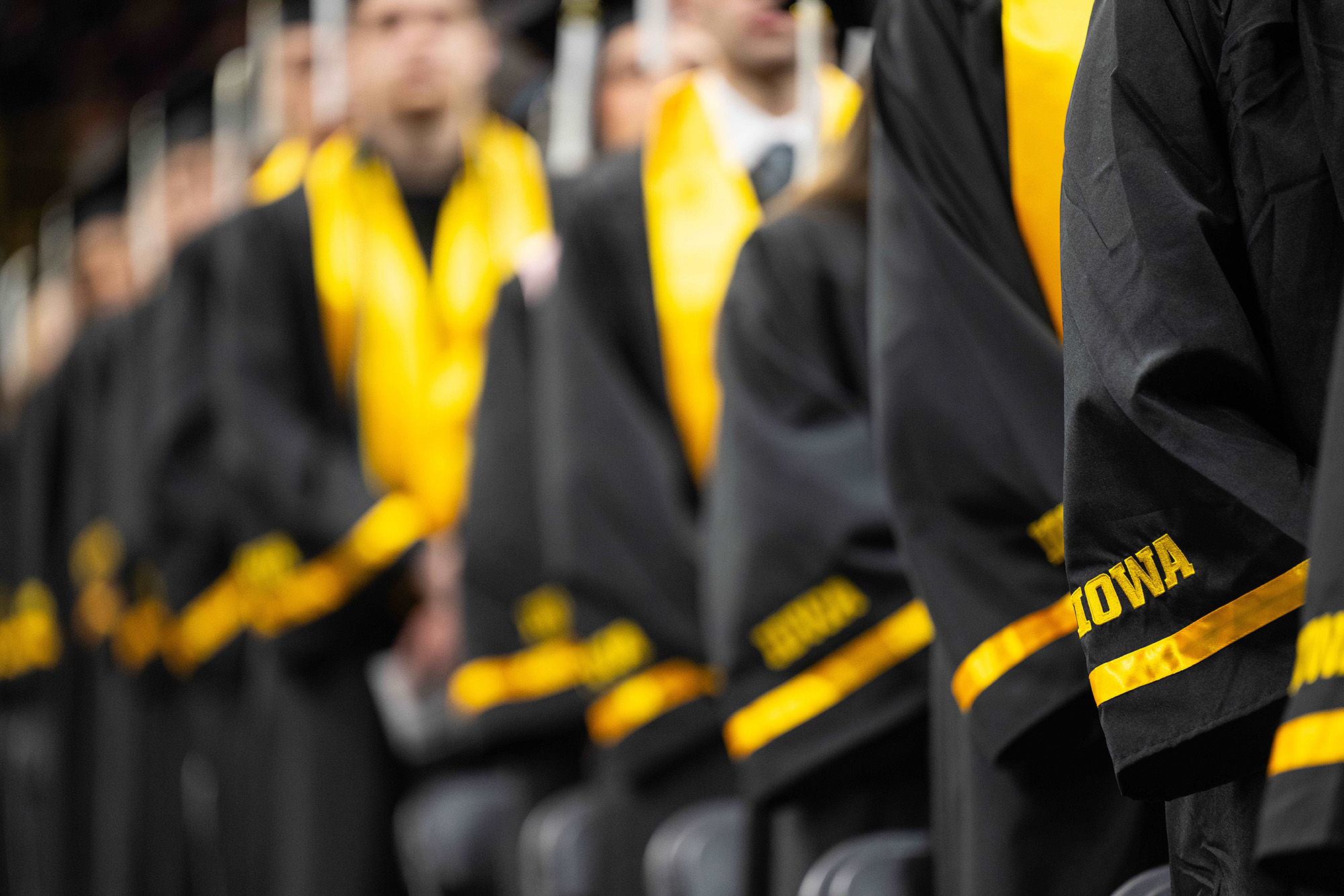 graduates at a University of Iowa commencement ceremony