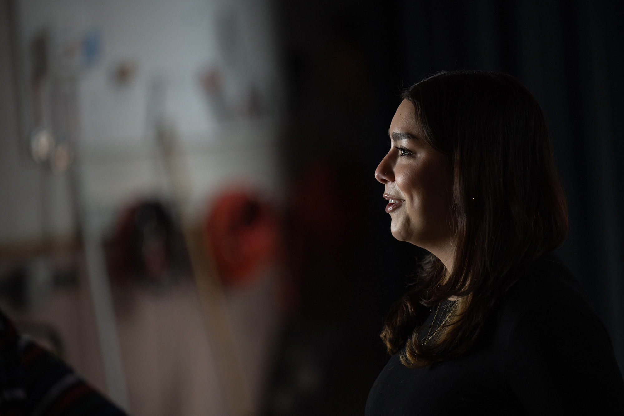 A woman's side profile