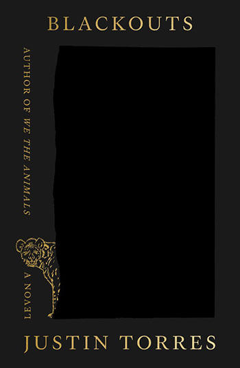 A book cover with a black box