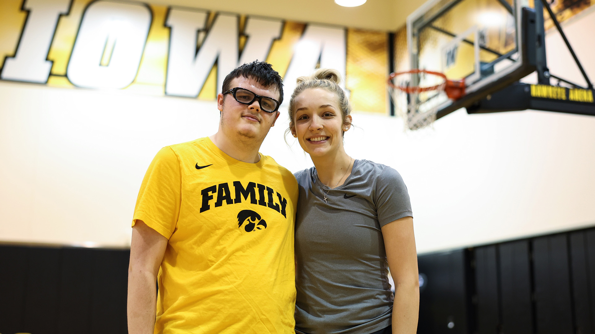 Cooper Reaves with Kylie Feuerbach at basketball practice