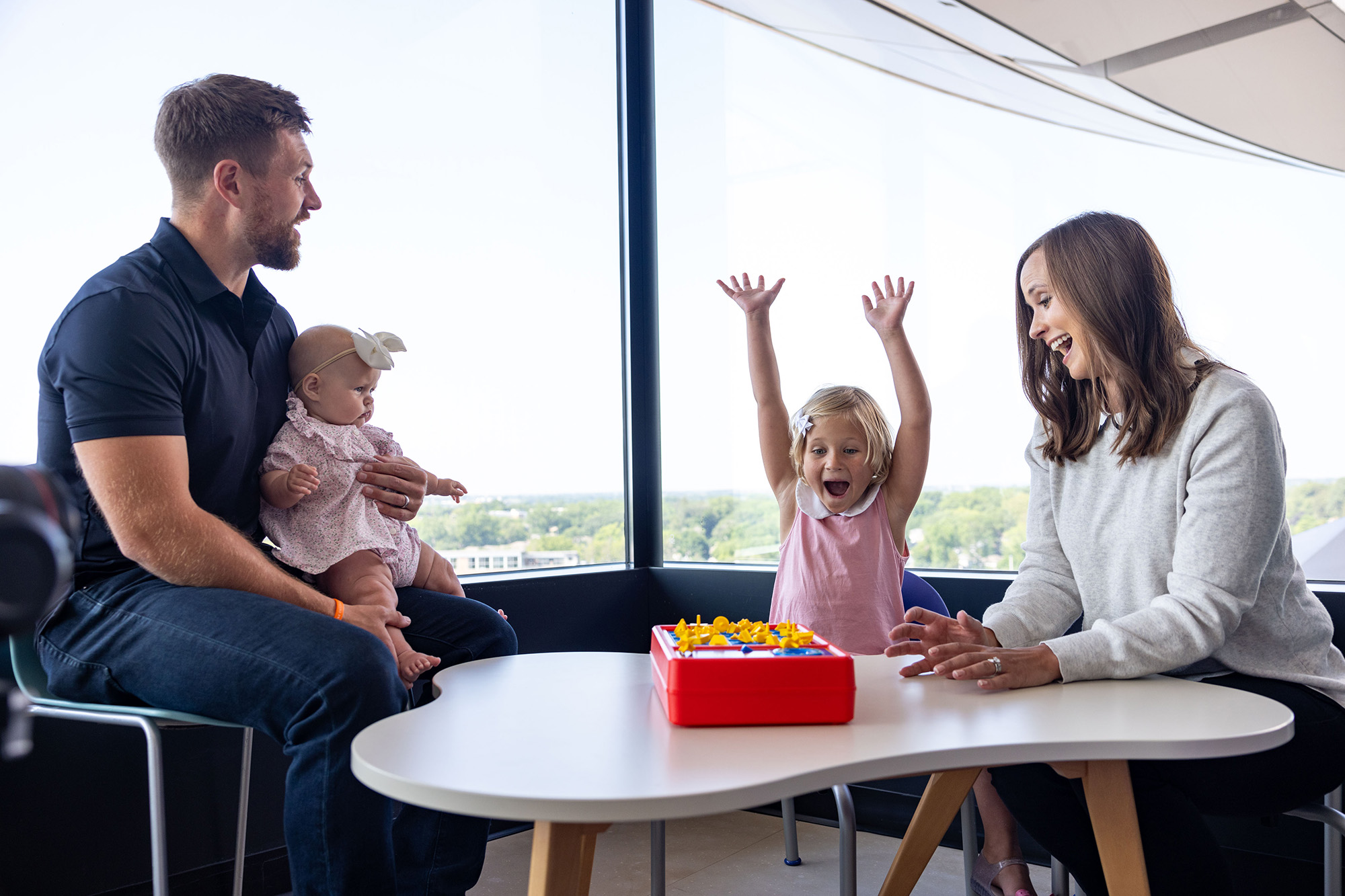 A family playing a game together