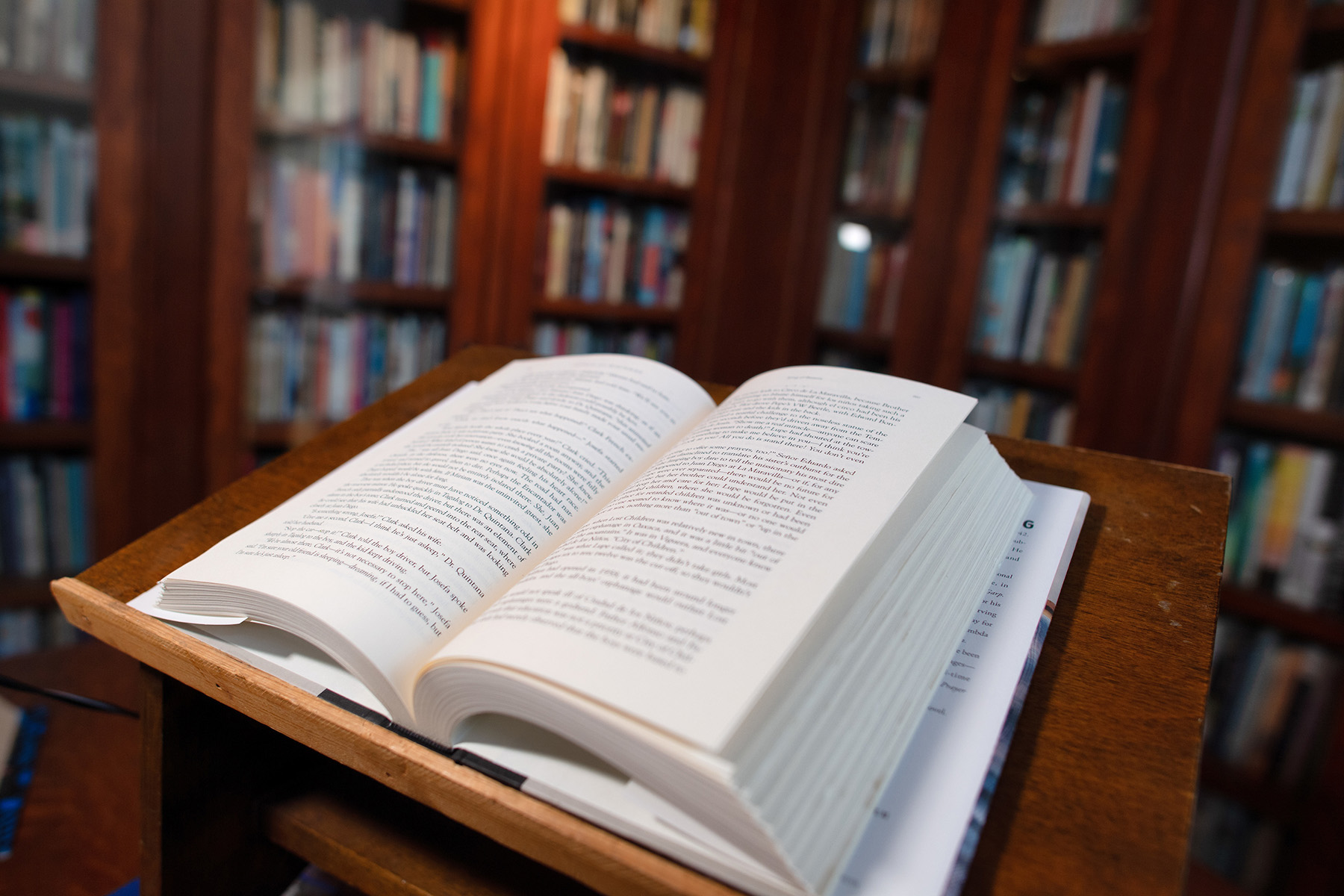 an open book in a reading room