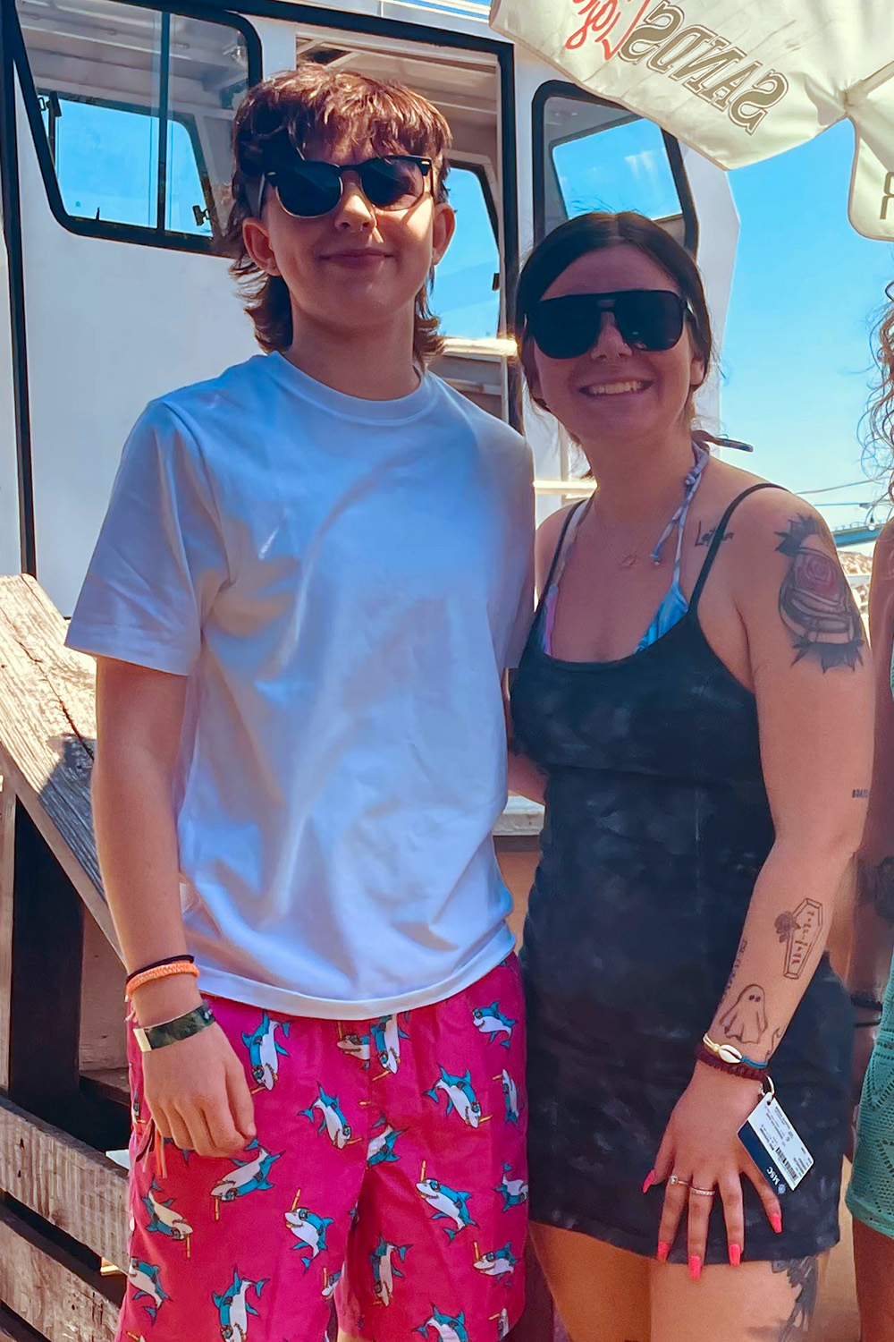Kamryn and Brooklyn Soroka on a boat