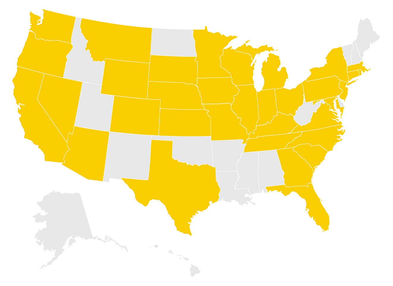 U.S. map highlighting home states of December 2025 graduation applicants. 