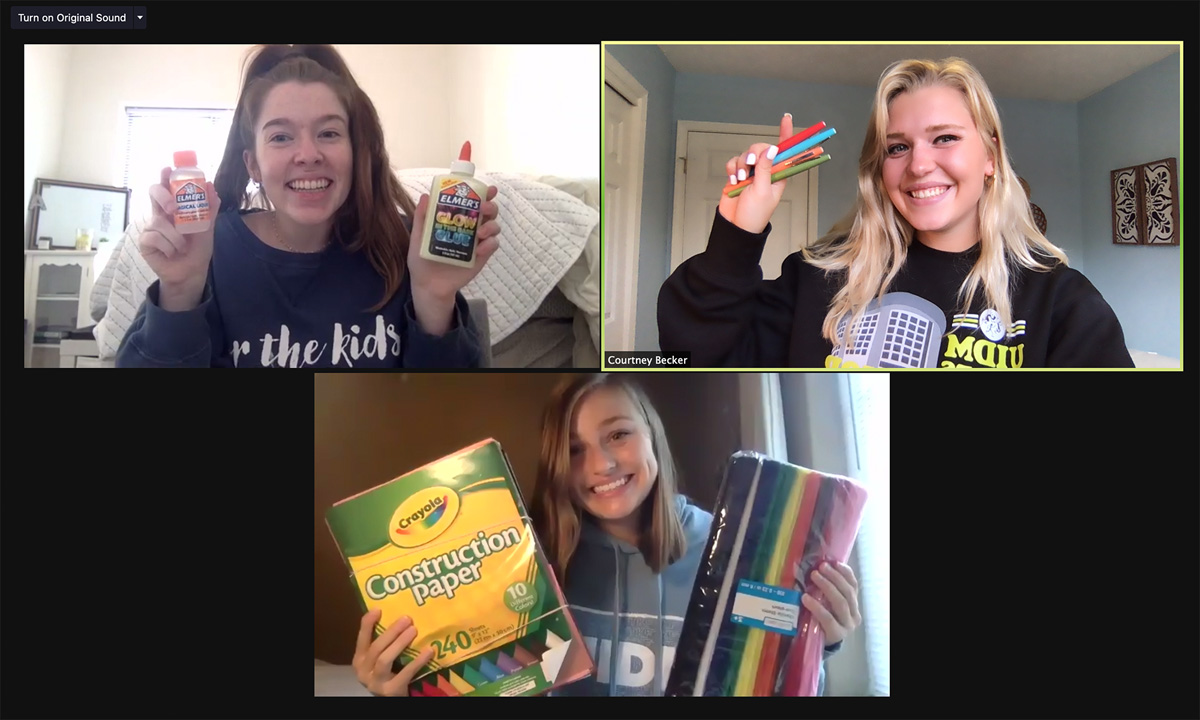 University of Iowa Dance Marathon students hold a crafting event on Zoom with DM familes