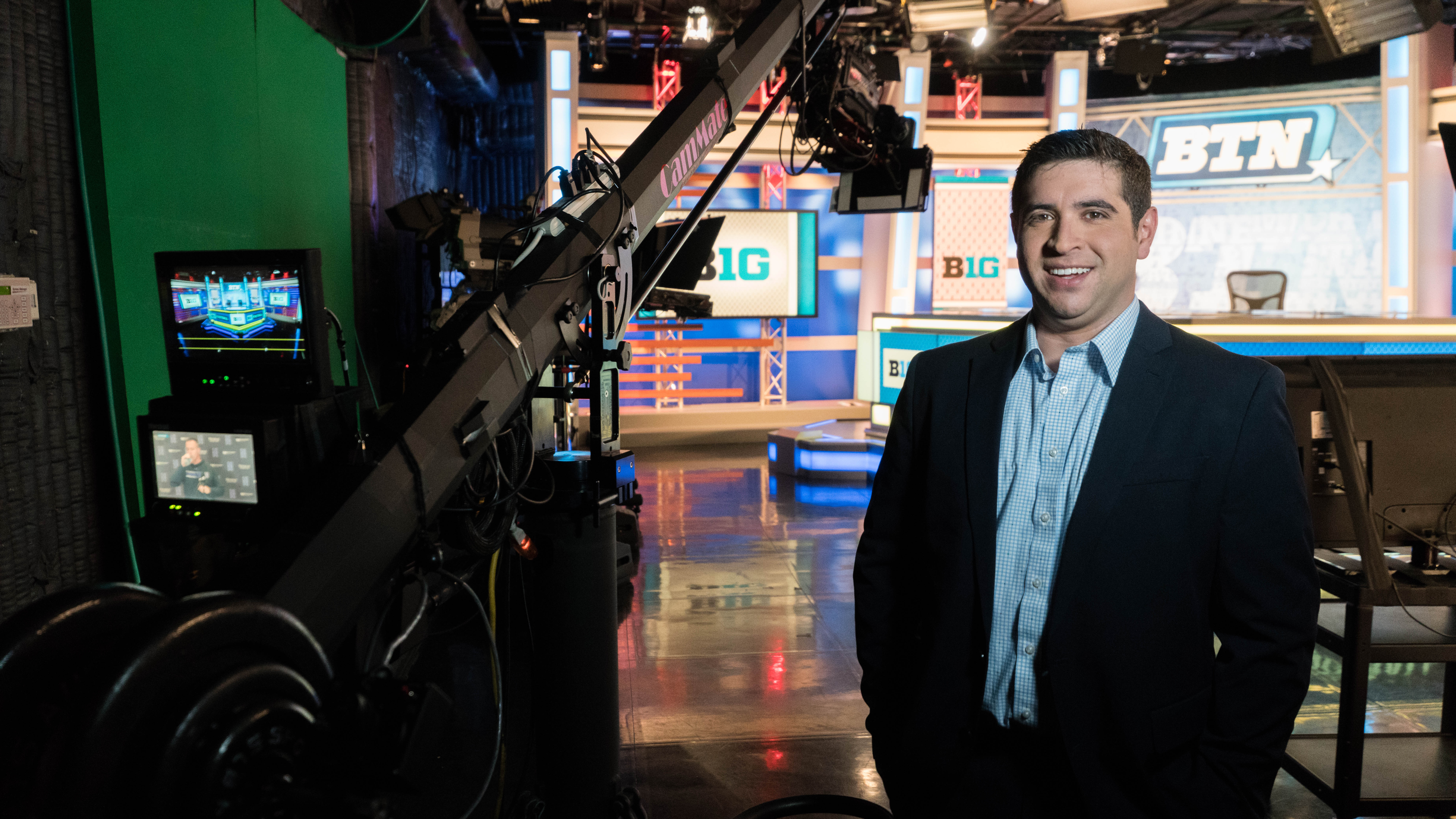 University of Iowa graduate Jordan Loperena in the Big Ten Network studio