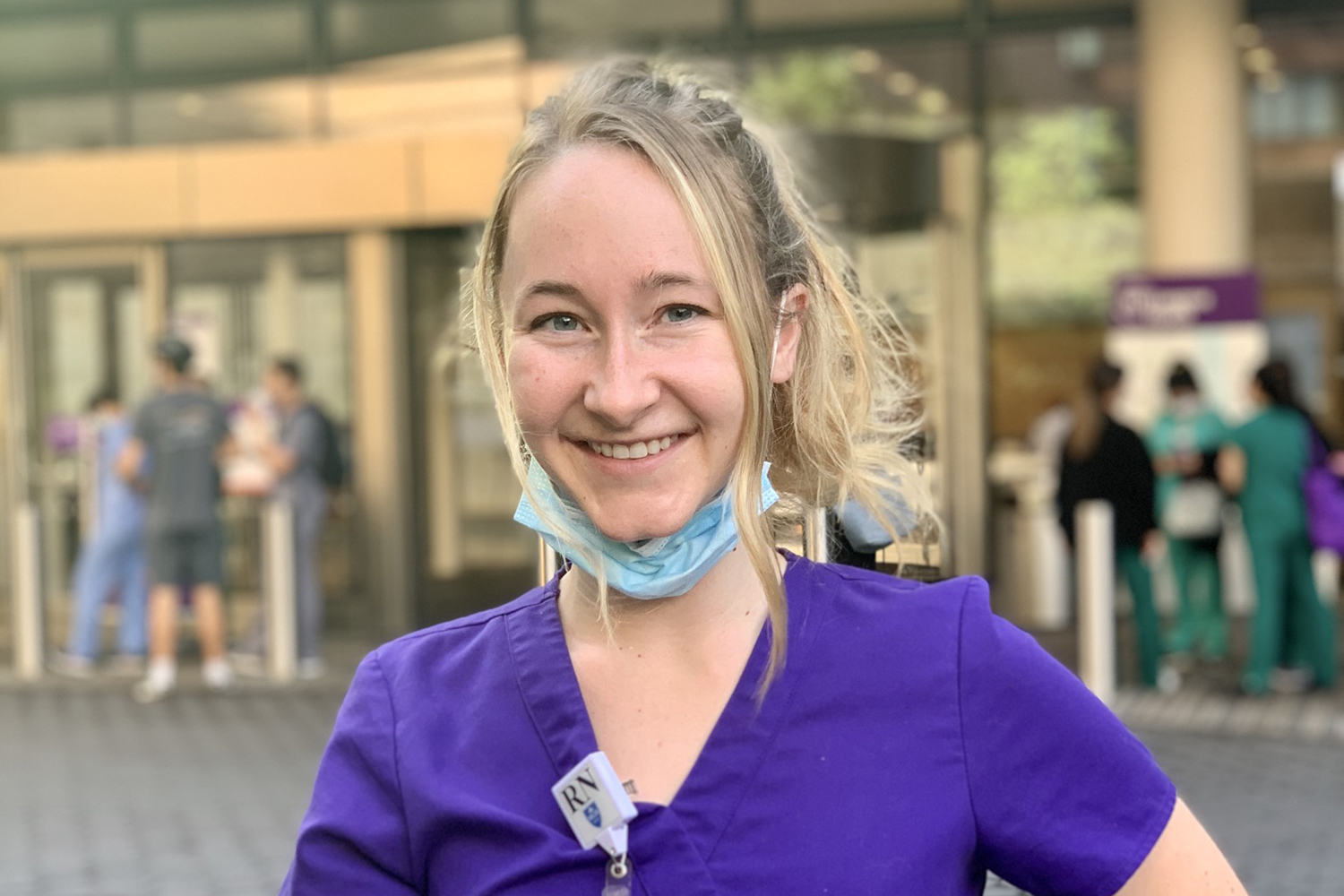 University of Iowa College of Nursing alumna Lucy Bucket outside a health care facility in New York City