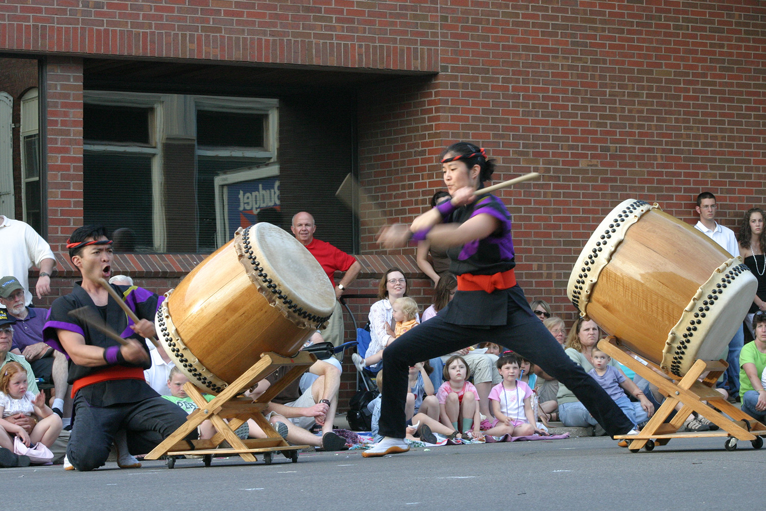 San Jose Taiko performs for families in Perry, Iowa