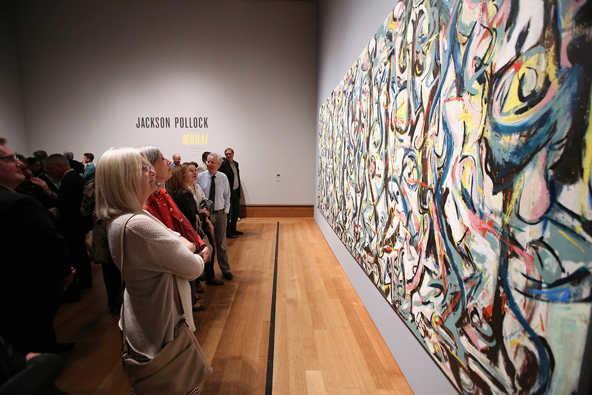 Jackson Pollock's Mural, part of the UI Stanley Museum of Art's collection, hangs at the Getty Museum