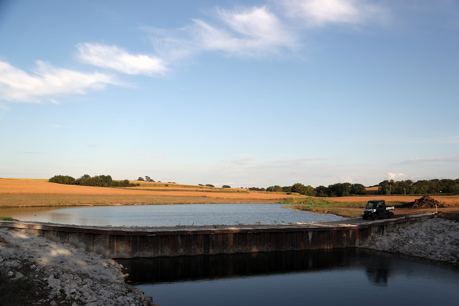 a pond on farmland