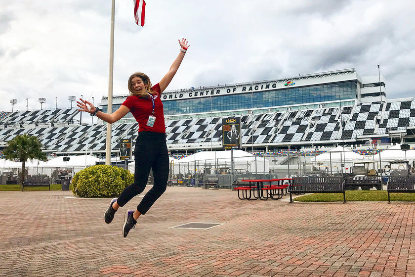 University of Iowa graduate Hannah Conlisk at Daytona International Speedway