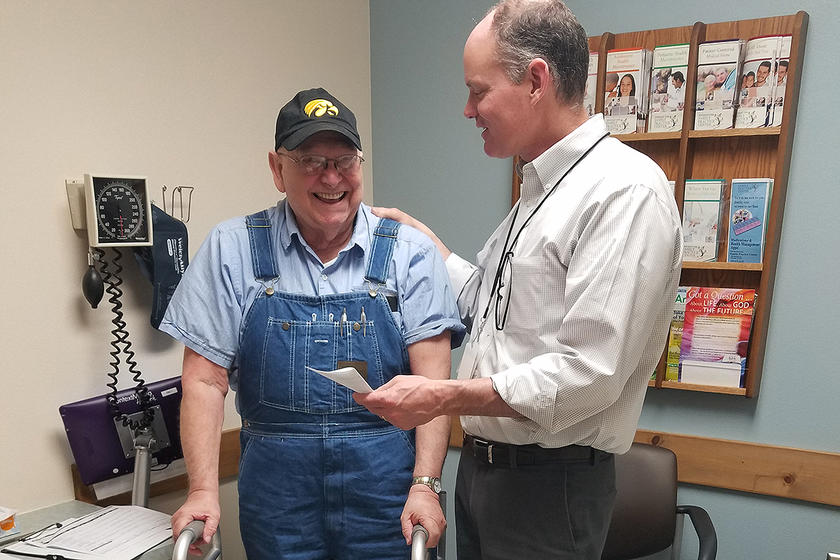 jim hoehns with a patient