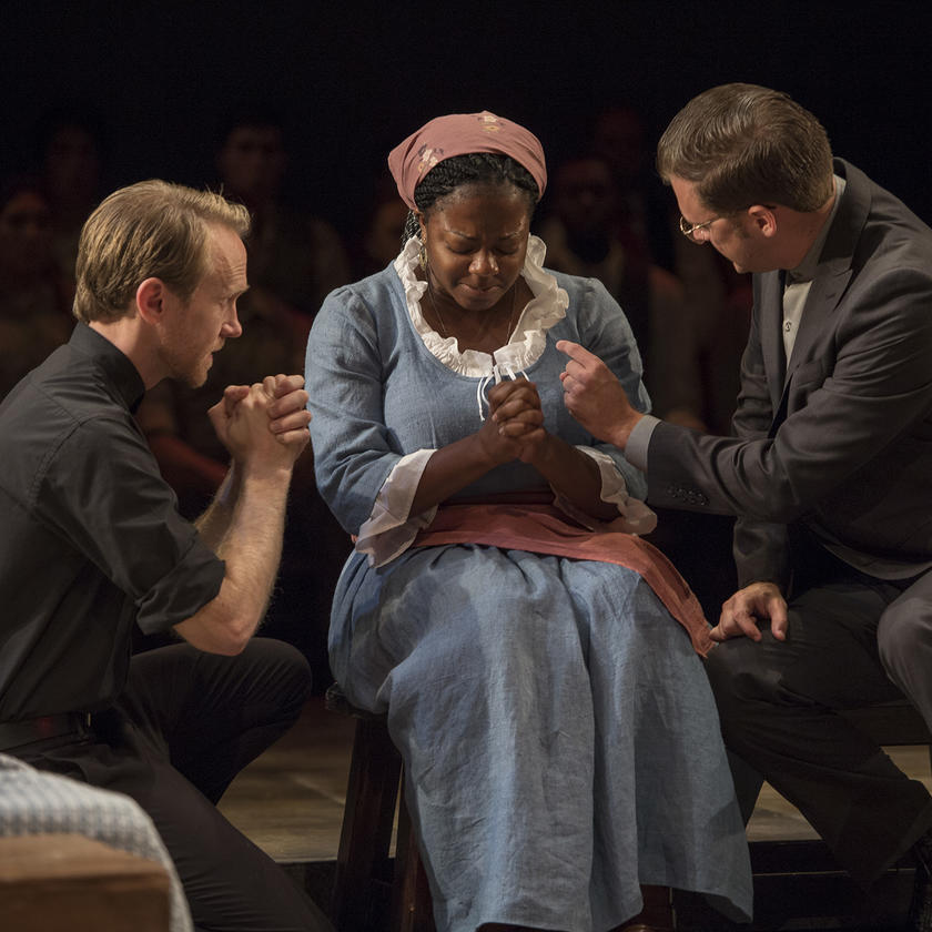 University of Iowa theatre arts student Alexi Bolden performing in The Crucible