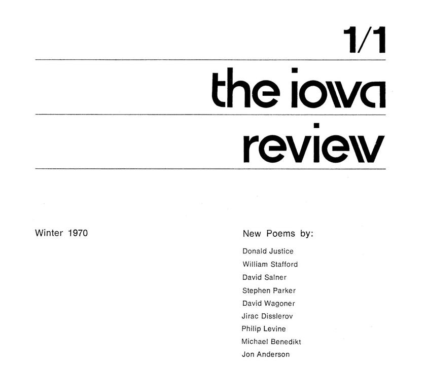 Part of the front cover of the first issue of the Iowa Review