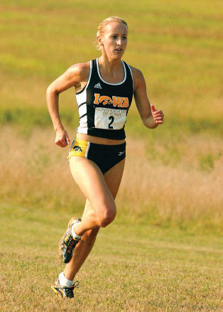 Sarah Wilhelmi running during her days as a University of Iowa athlete