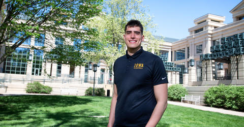 Luka Garza on the University of Iowa campus