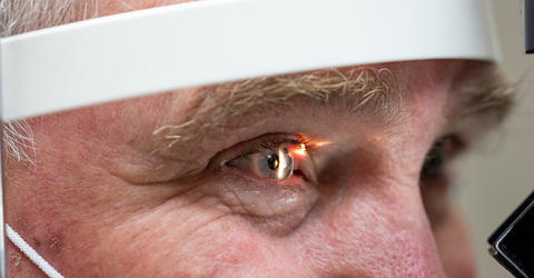 a closeup shot of a man's right eye