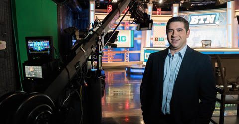 University of Iowa graduate Jordan Loperena in the Big Ten Network studio