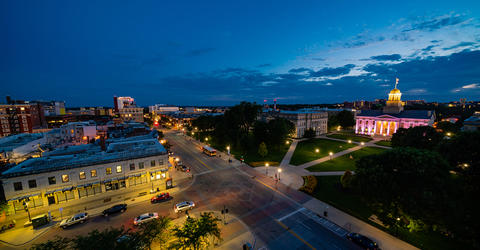 view of the university of iowa campus from a rooftop
