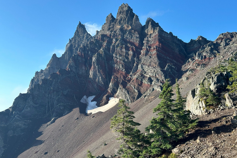 rocky, colorful banded formations along the Pacific Crest Trail