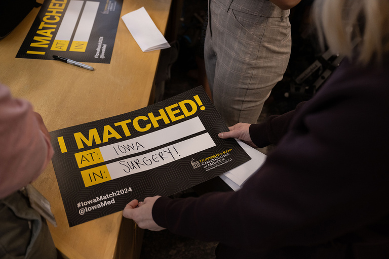 A sign saying where someone matched