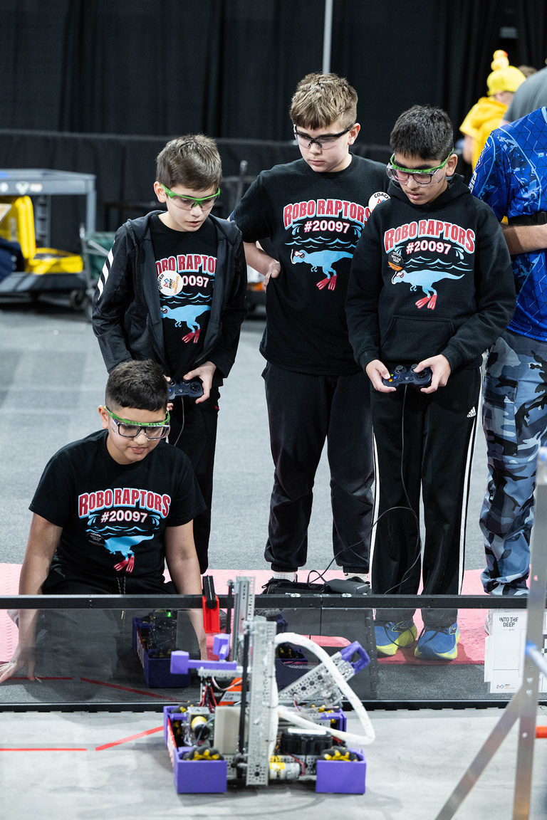 A team readying their robot