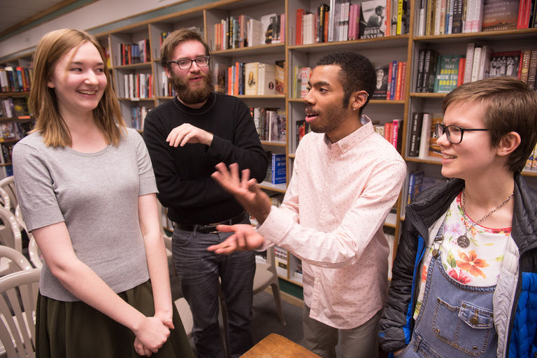 A group of people talking