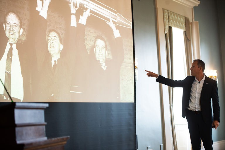 A man giving a presentation