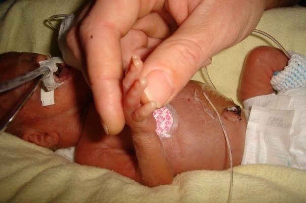 a baby holding someones finger