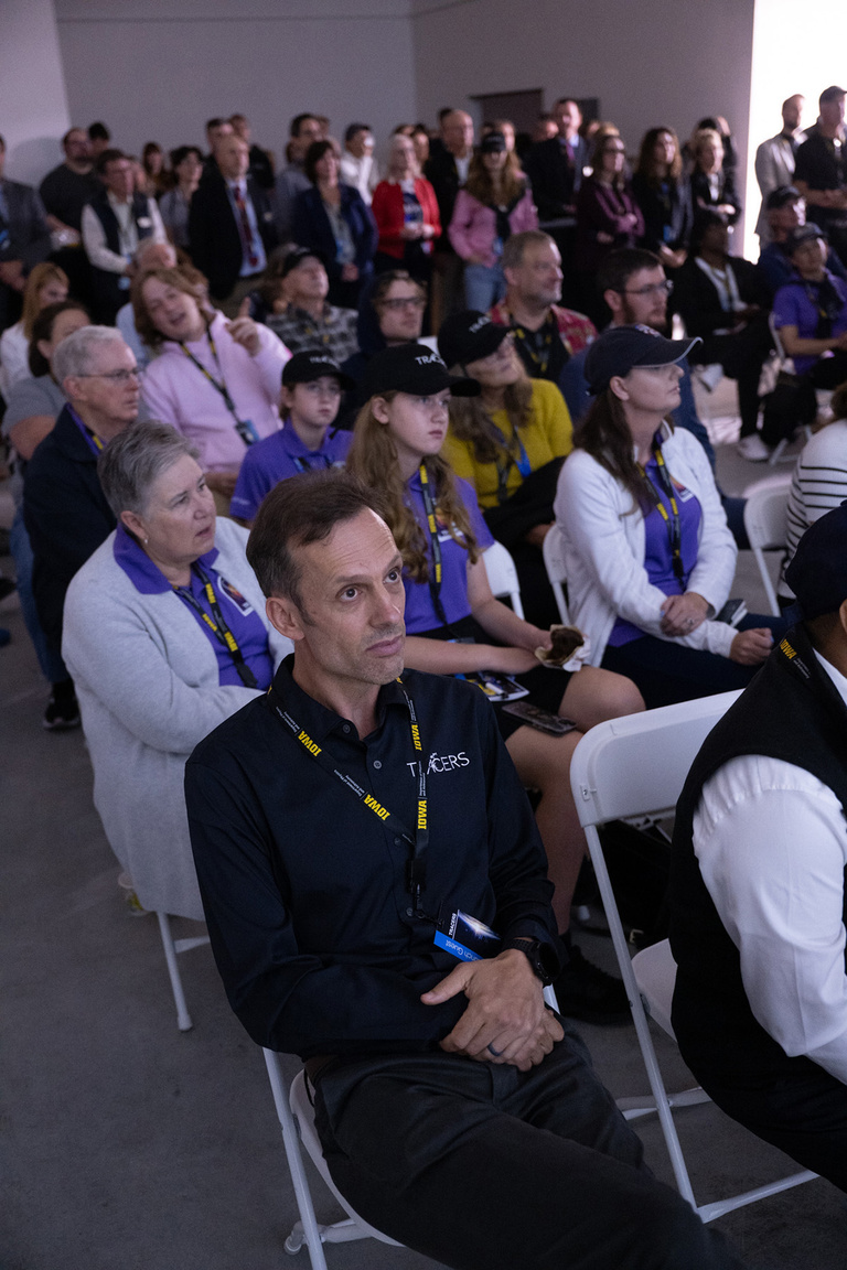 people listening to a presentation, including UI researcher Jasper Halekas
