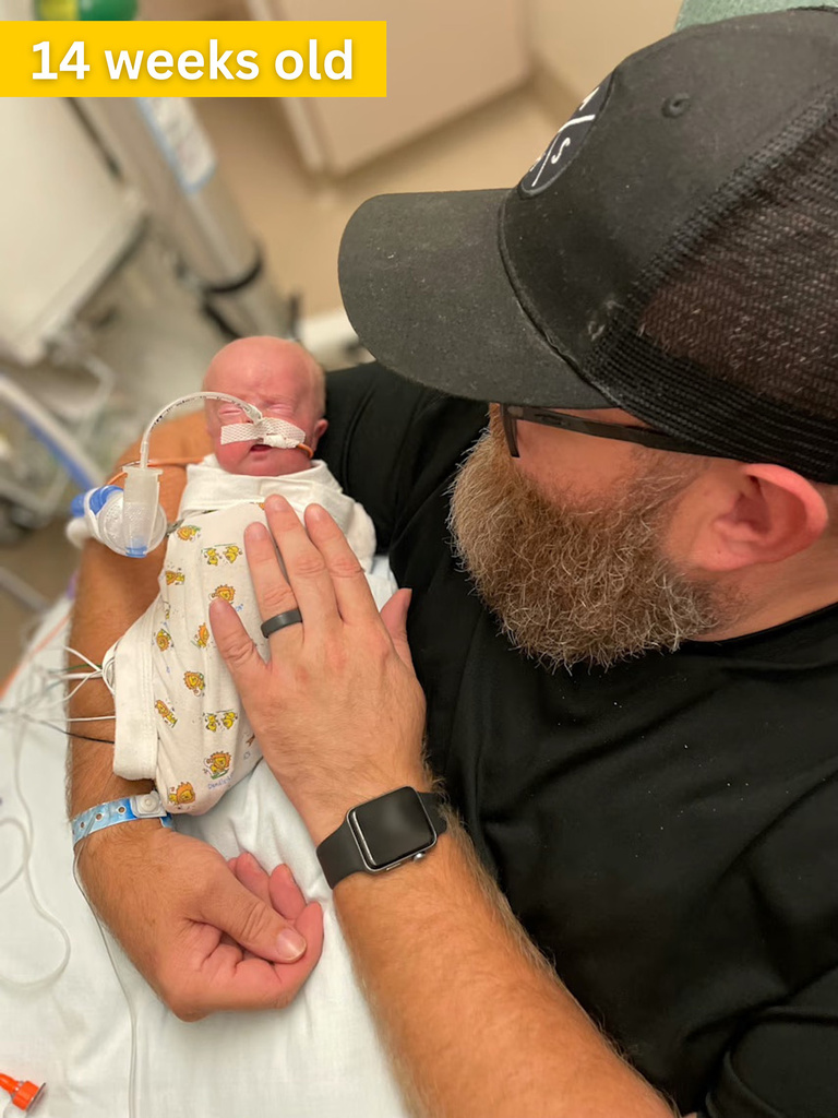 Nash at 14 weeks, with his dad