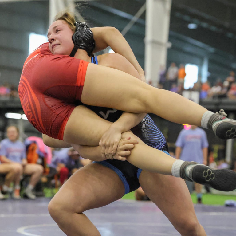 Eve Skrocki takes down a wrestling opponent
