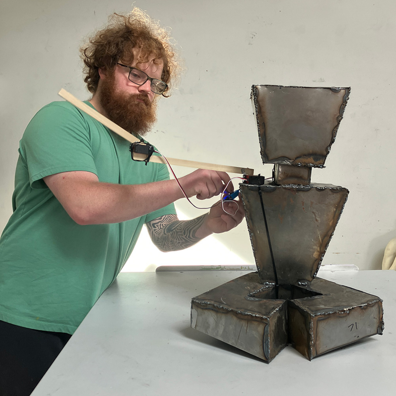 a student working on an art project