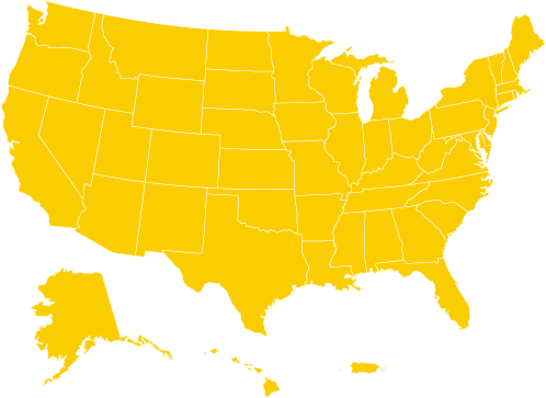 united states graphic with all states shaded in gold