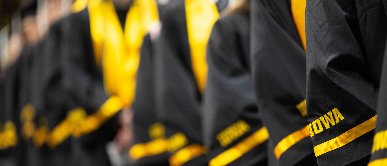 people in robes at a University of Iowa commencement ceremony