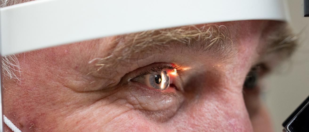 a closeup shot of a man's right eye
