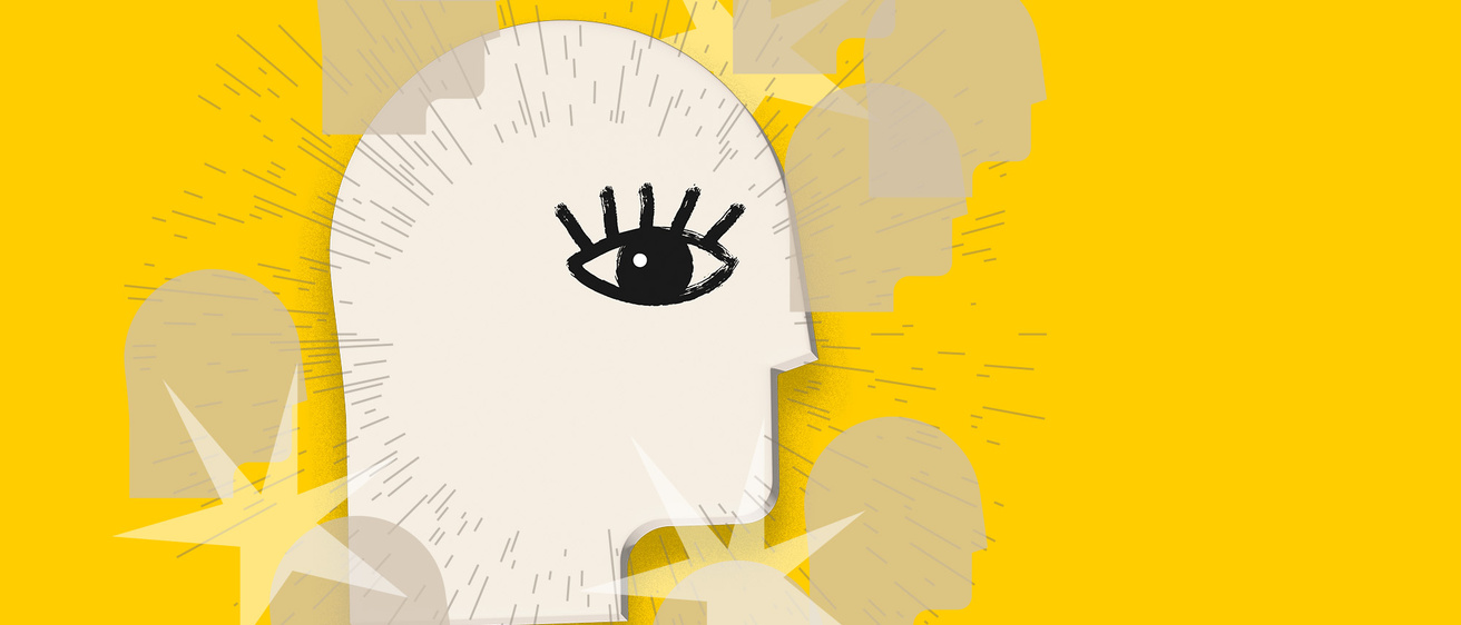 an illustration that shows heads in profile and in silhouette