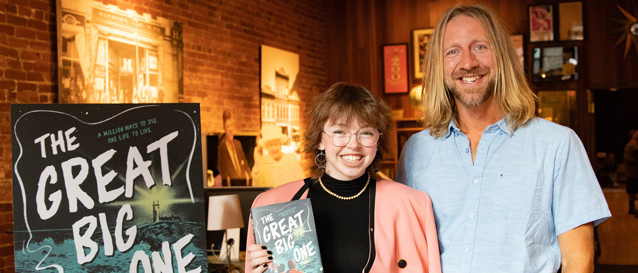J.C. Geiger stands next to Anna Boyd, the first beta reader of the final draft of Geiger’s latest book, The Great Big One