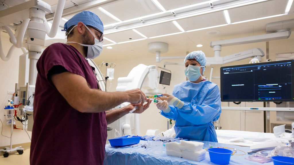 health care professionals in a surgical setting